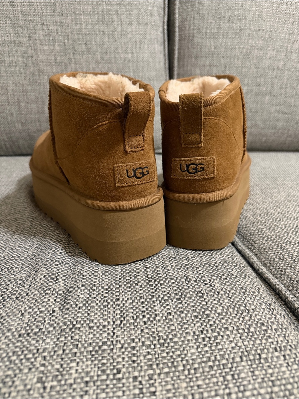 UGG Women's Chestnut Brown Suede Platform Ankle Booties